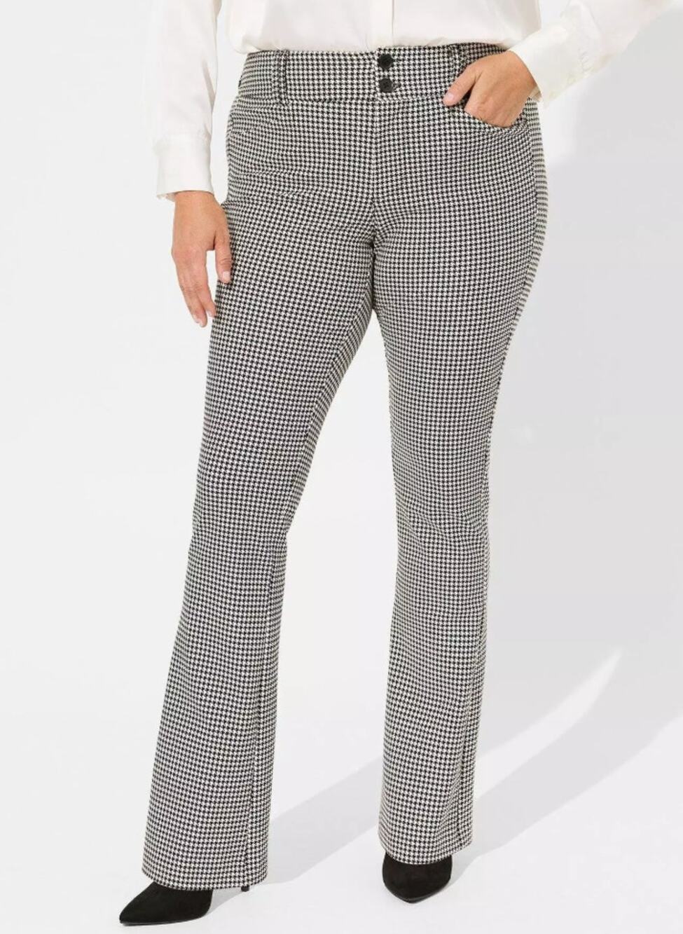 Torrid Studio Trouser Bootcut Ponte Pant NEW Houndstooth 28 Extra Tall XT 35"